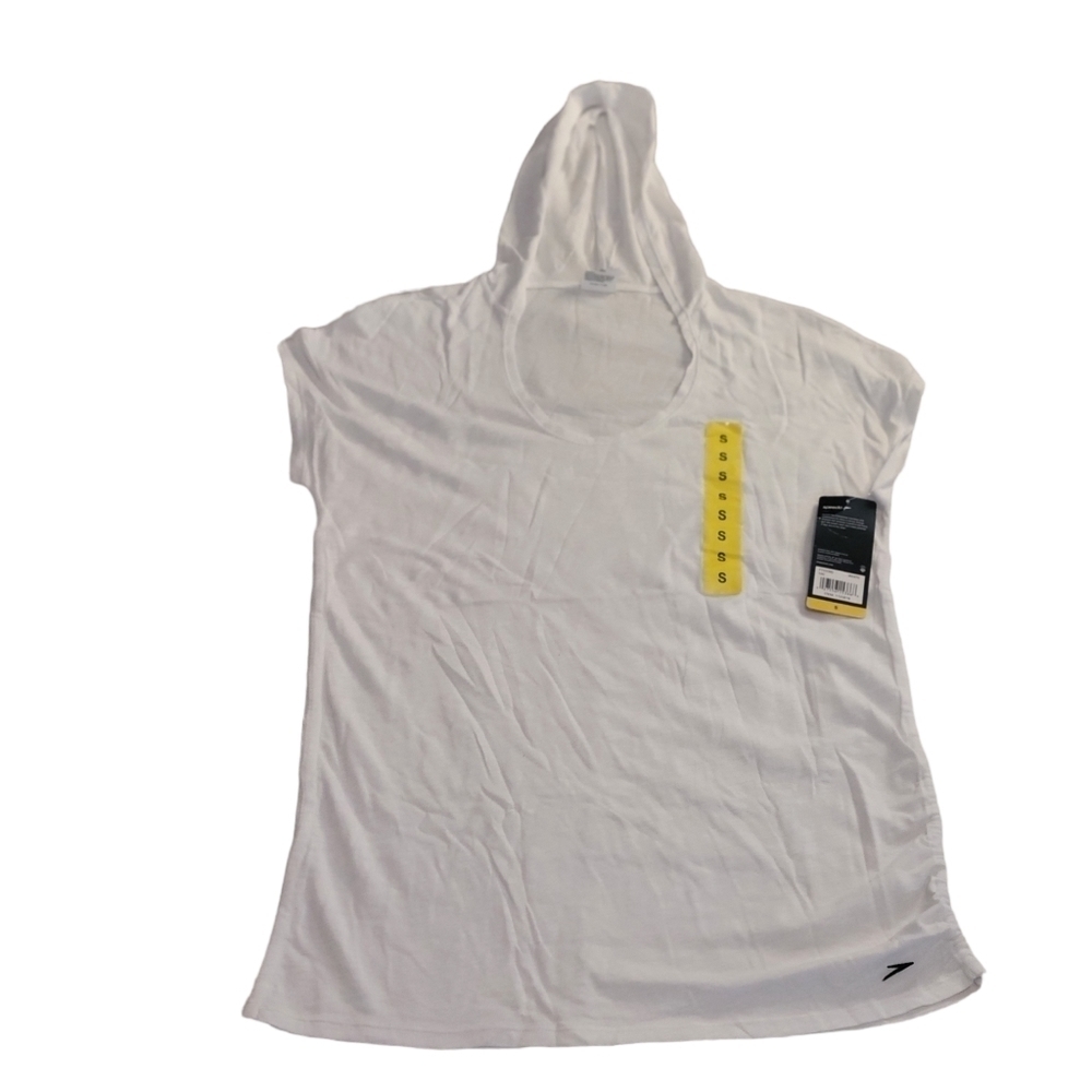 Speedo  White Hooded Swim Coverup Adjustable Length Size Small